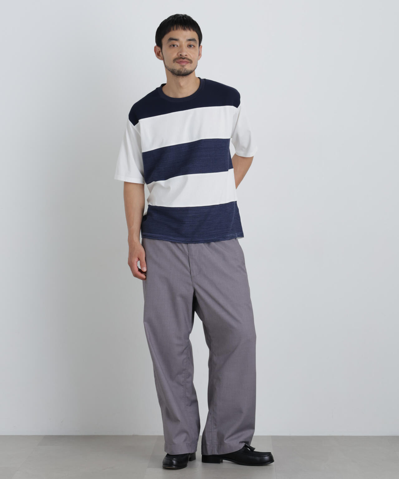 ニットコンビボーダーTシャツ 半袖