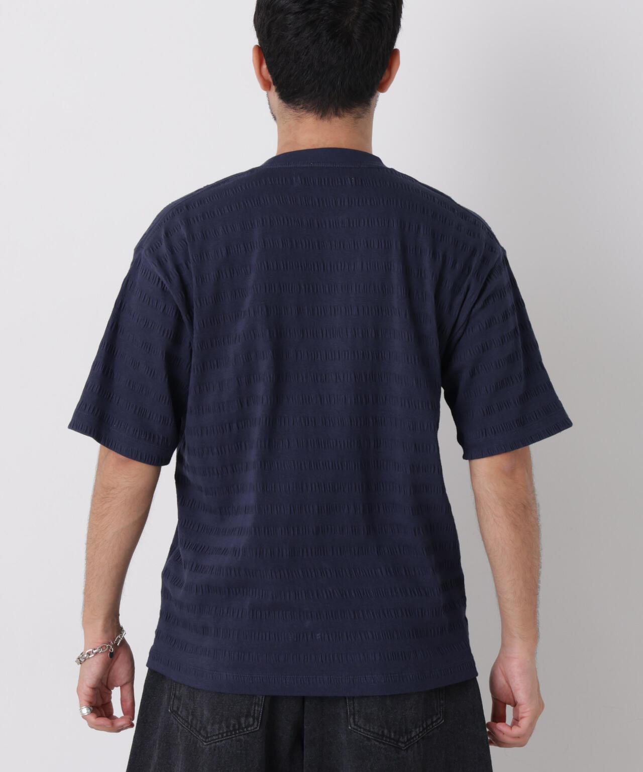 リブボーダーポケットTシャツ 半袖