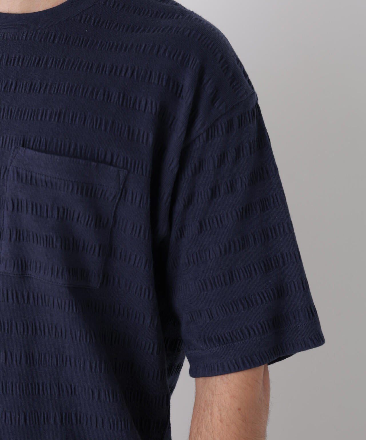 リブボーダーポケットTシャツ 半袖