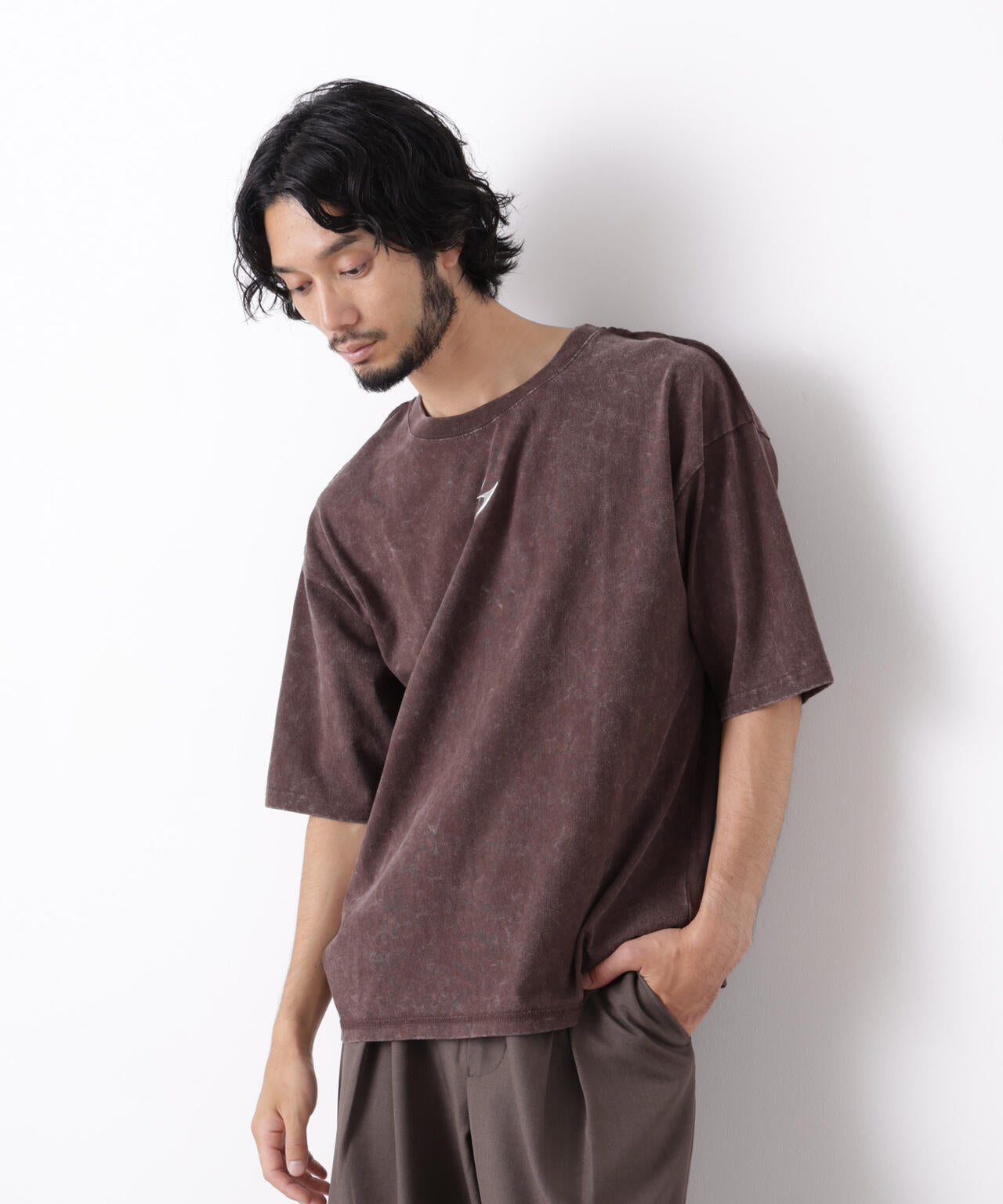 ワンポイントピグメントTシャツ 半袖