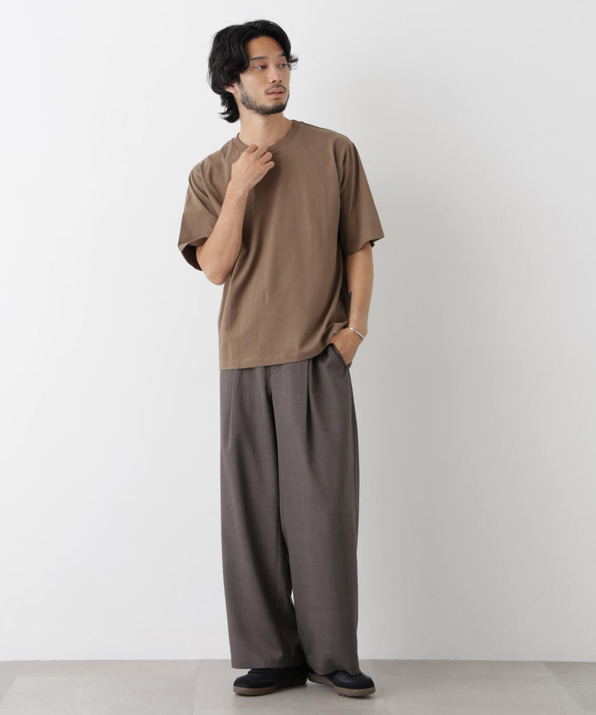 微起毛クロップドTシャツ 半袖