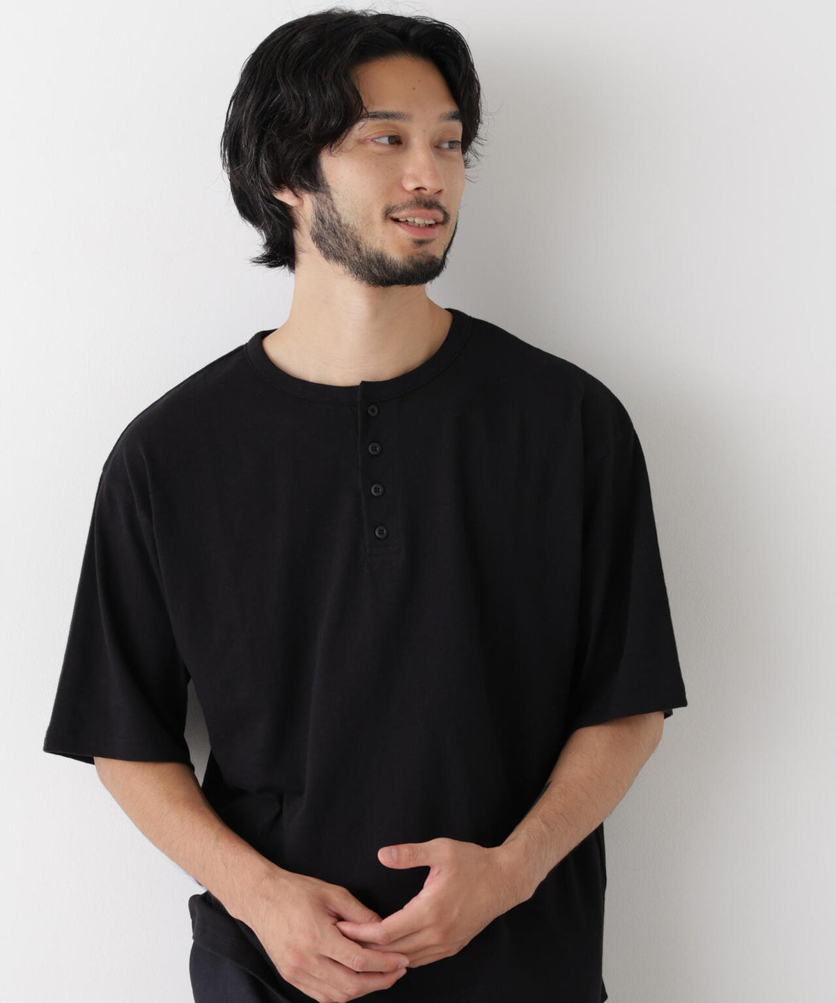 スラブヘンリーワイドTシャツ 半袖