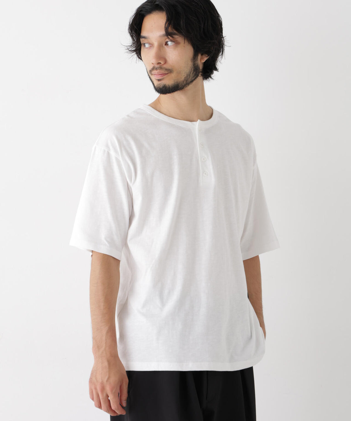 スラブヘンリーワイドTシャツ 半袖