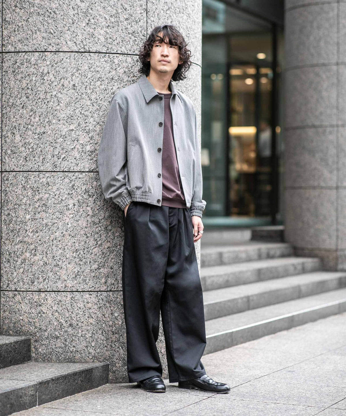 WEB限定/TCツイルワイドタックカーブパンツ