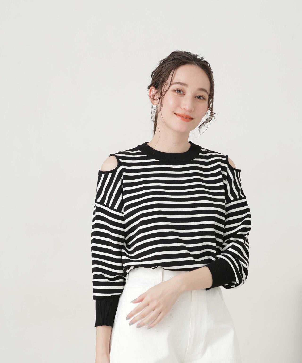 LB.04/ショルダースリットボーダーニット