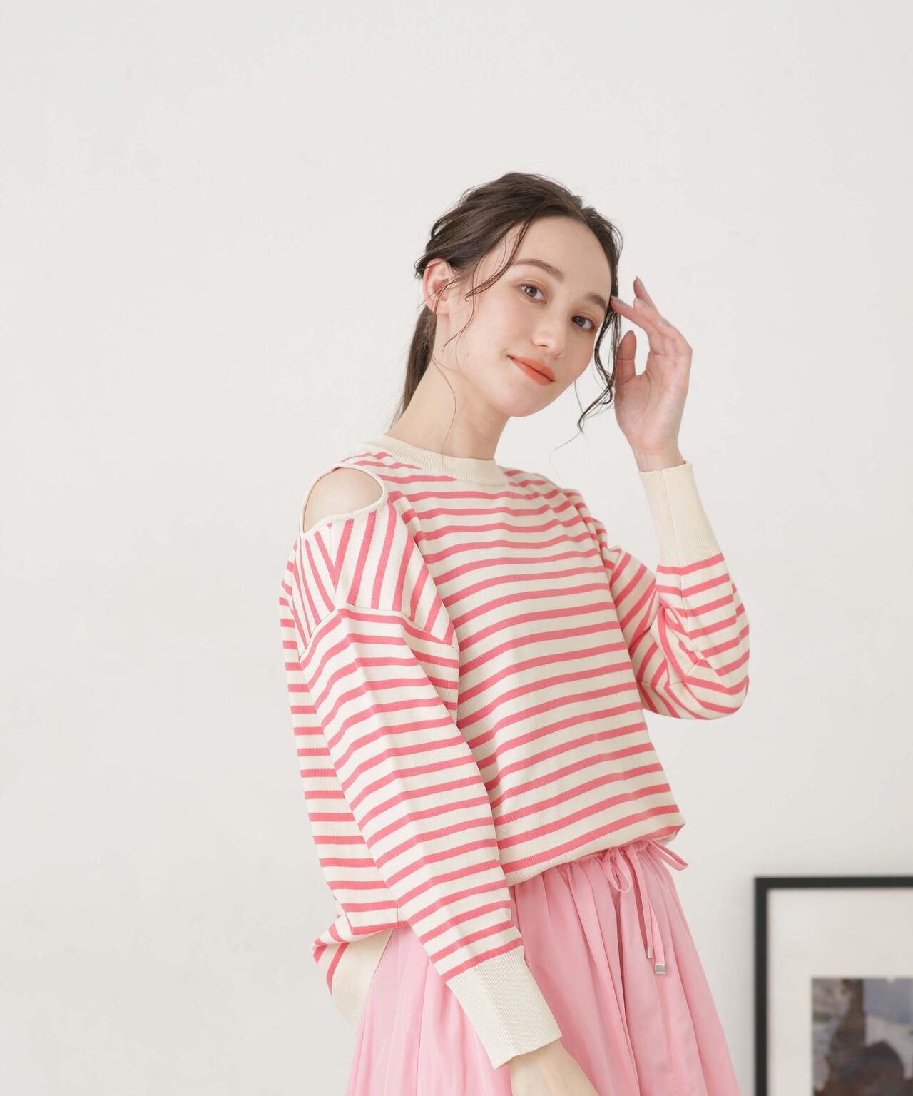 LB.04/ショルダースリットボーダーニット