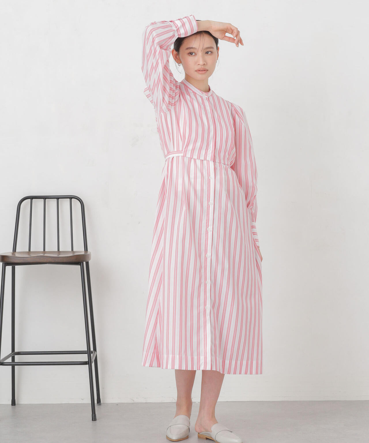 マルチストライプシャツドレス