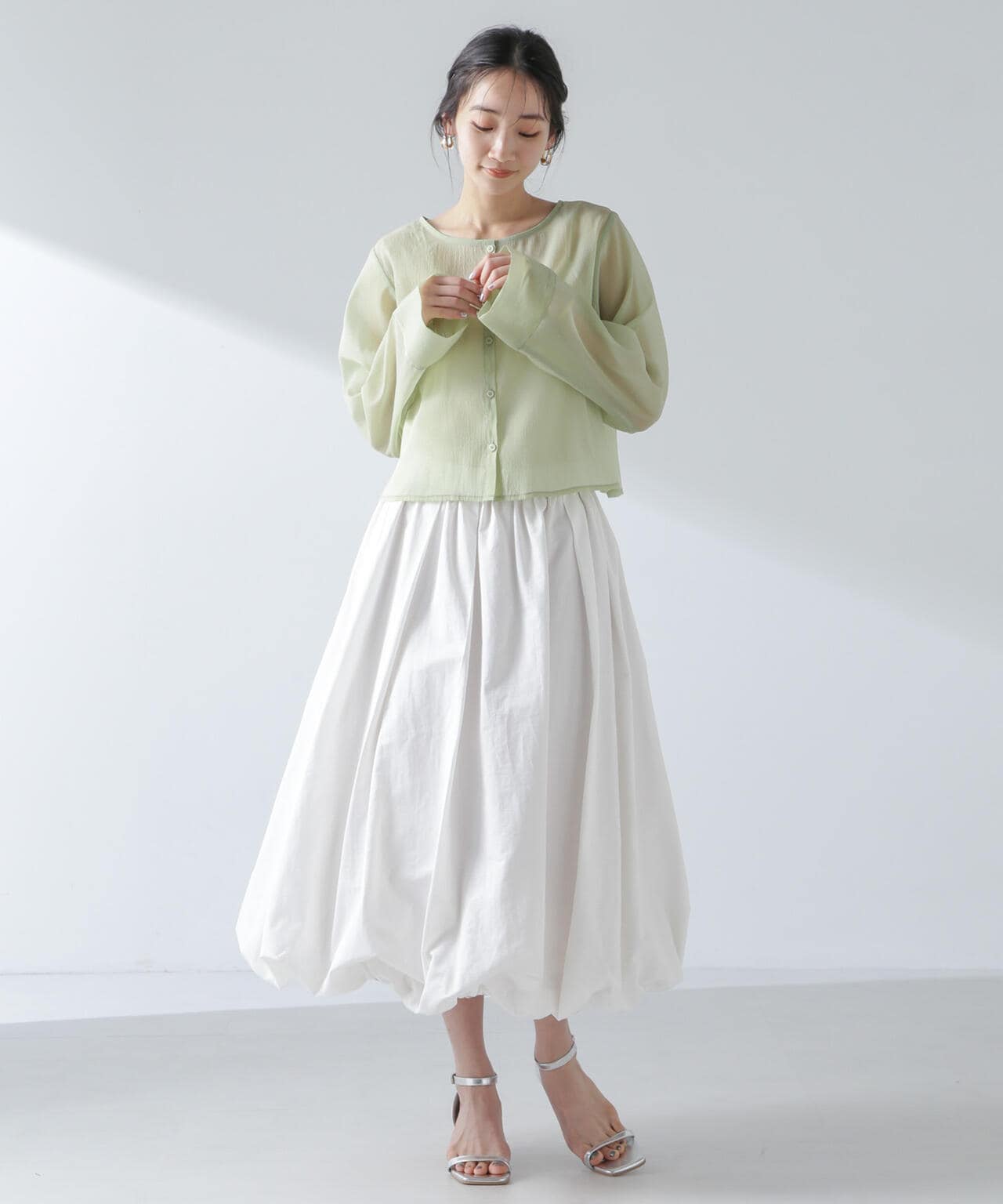 前後2wayワイドスリーブクロップドワイドシャツ