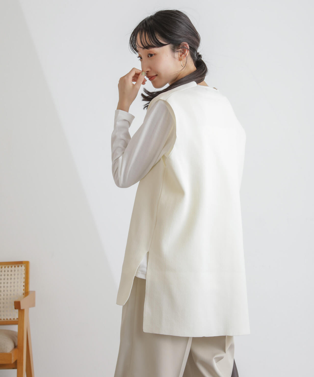 ニットベスト×ロングTシャツ アンサンブルセット