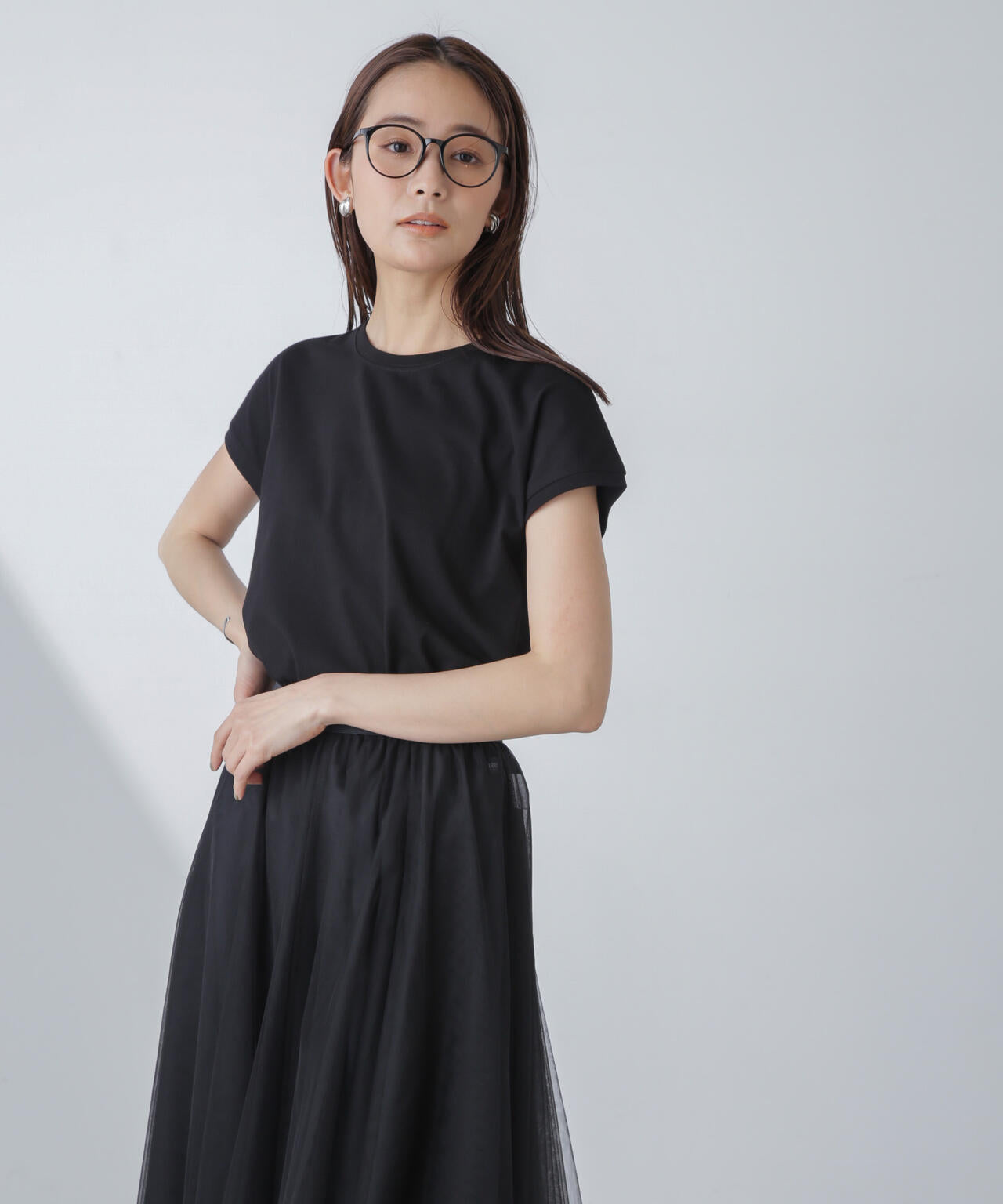 汗染み防止加工接触冷感フレンチスリーブTシャツ