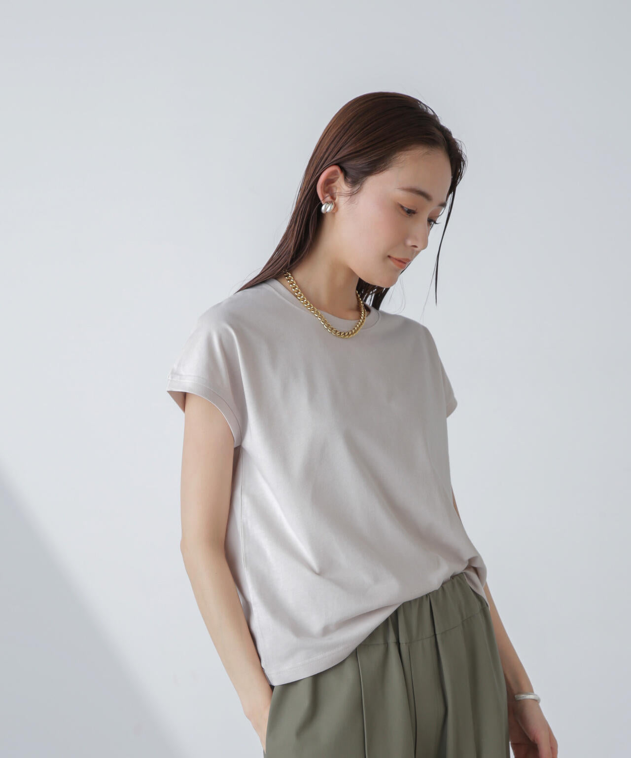 汗染み防止加工接触冷感フレンチスリーブTシャツ