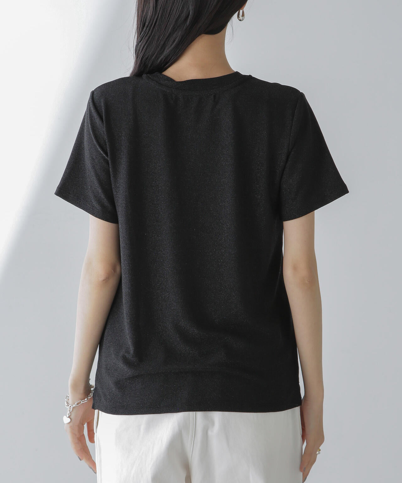ラメカットクルーネックTシャツ