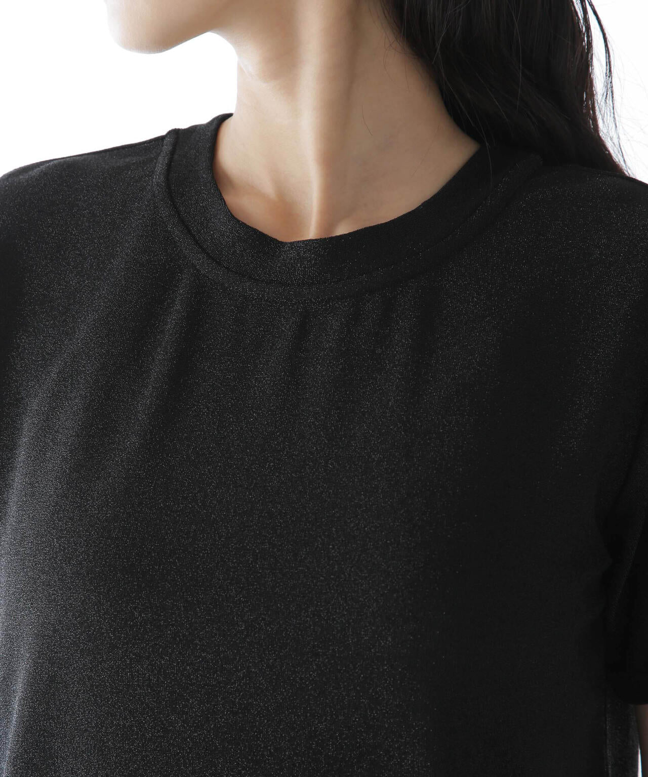 ラメカットクルーネックTシャツ