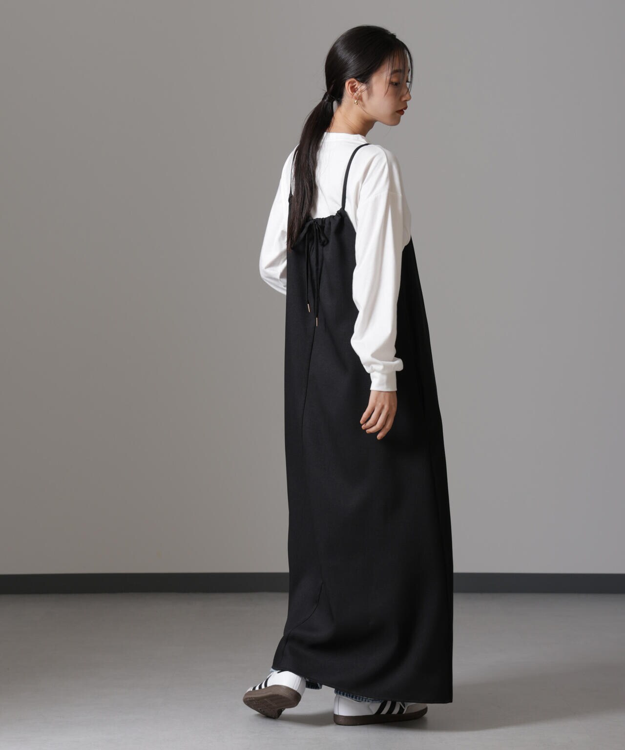 スラブツイードバックリボンキャミソールワンピース