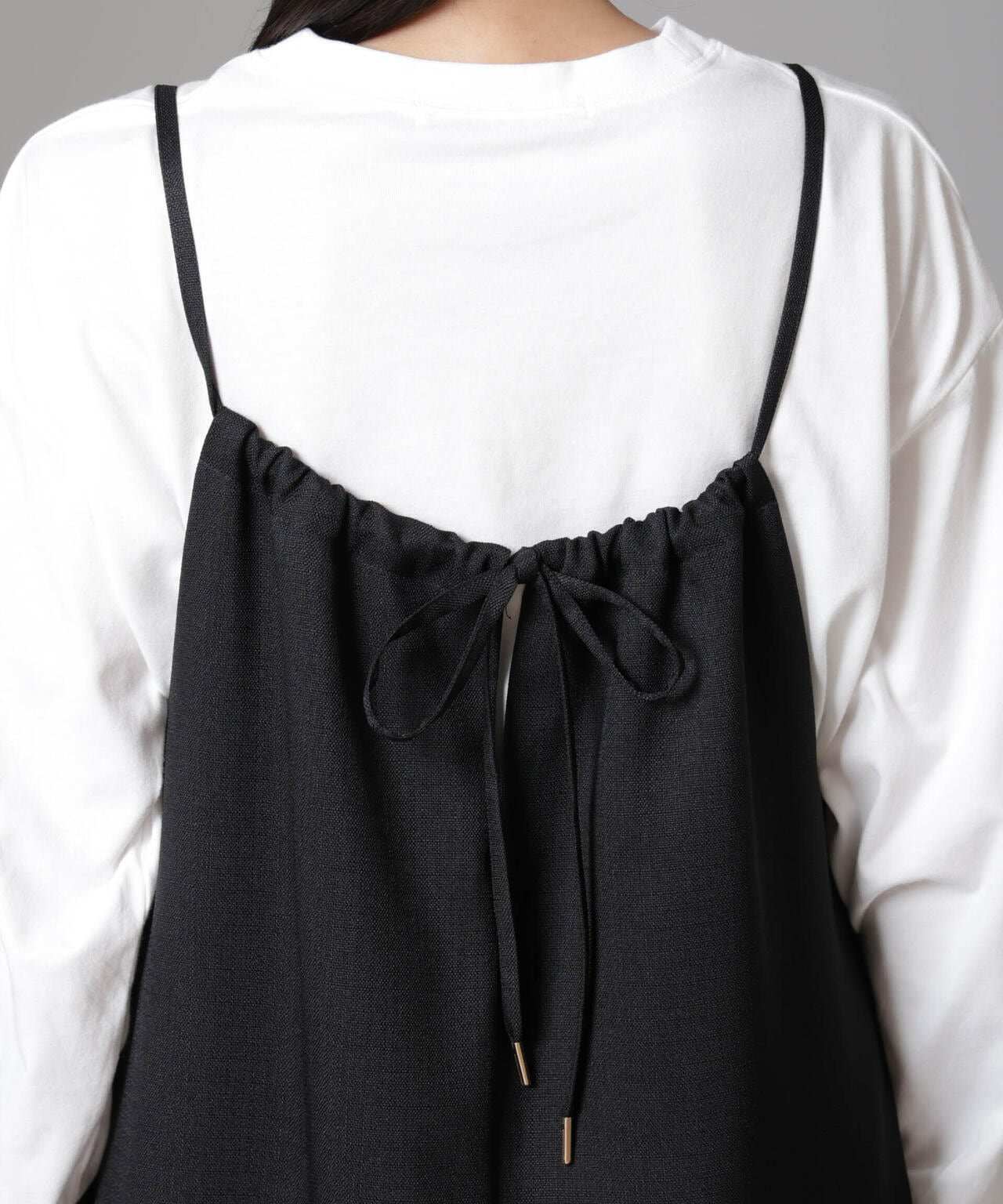 スラブツイードバックリボンキャミソールワンピース