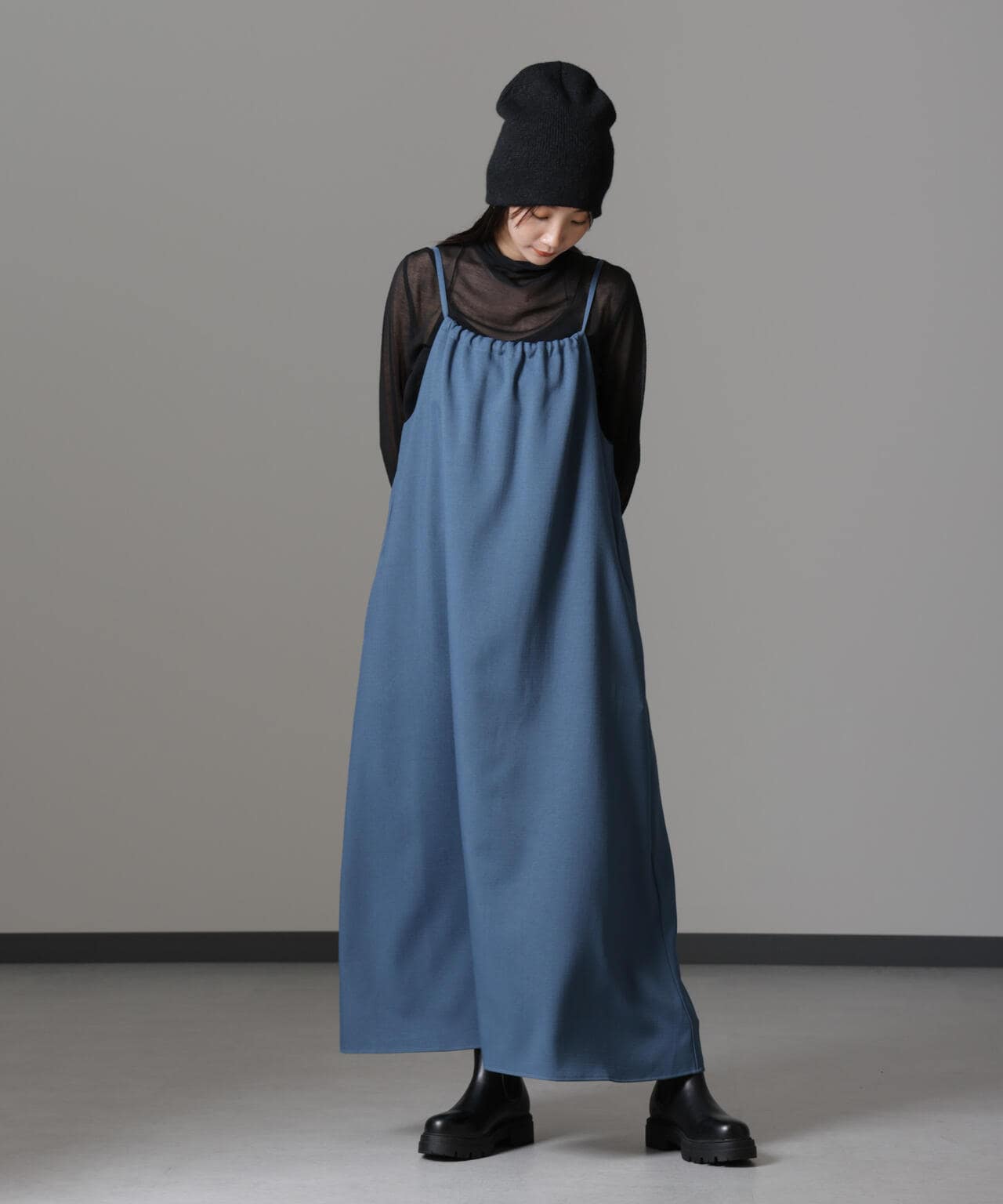 スラブツイードバックリボンキャミソールワンピース