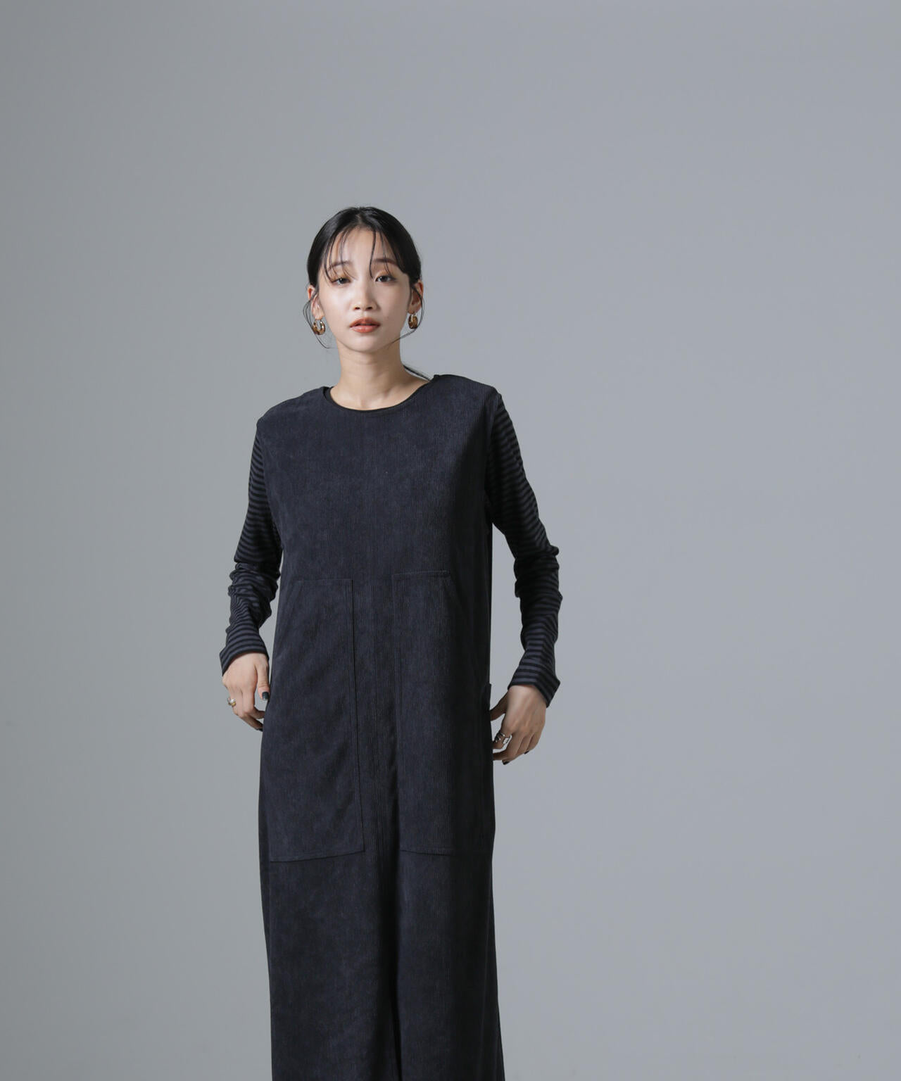 ポケットディティールコーデュロイIラインワンピース