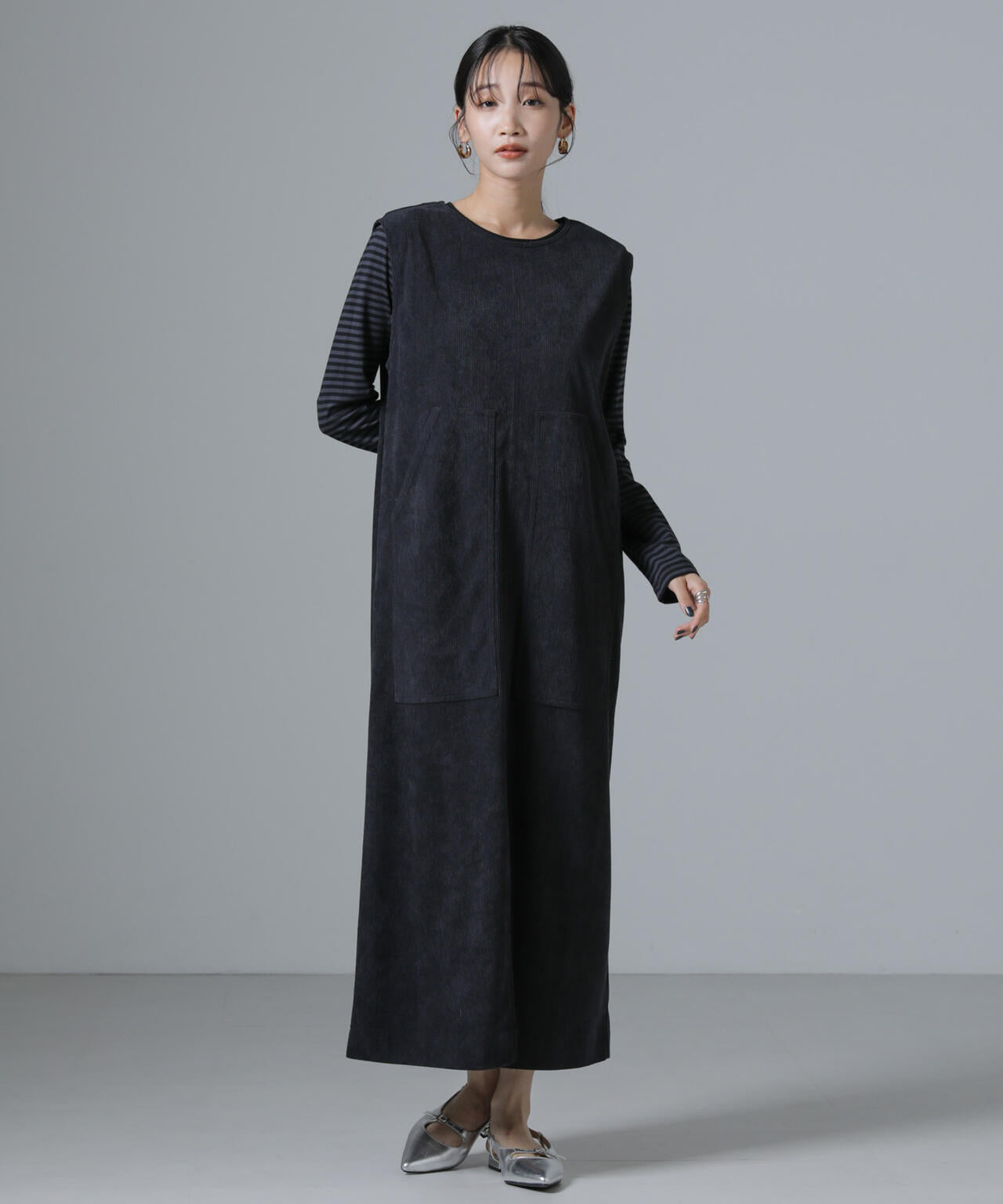 ポケットディティールコーデュロイIラインワンピース