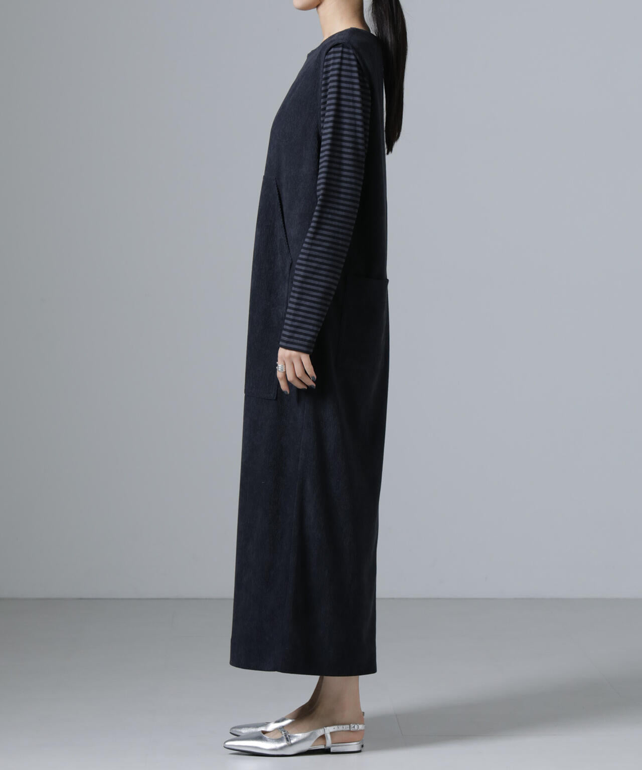 ポケットディティールコーデュロイIラインワンピース