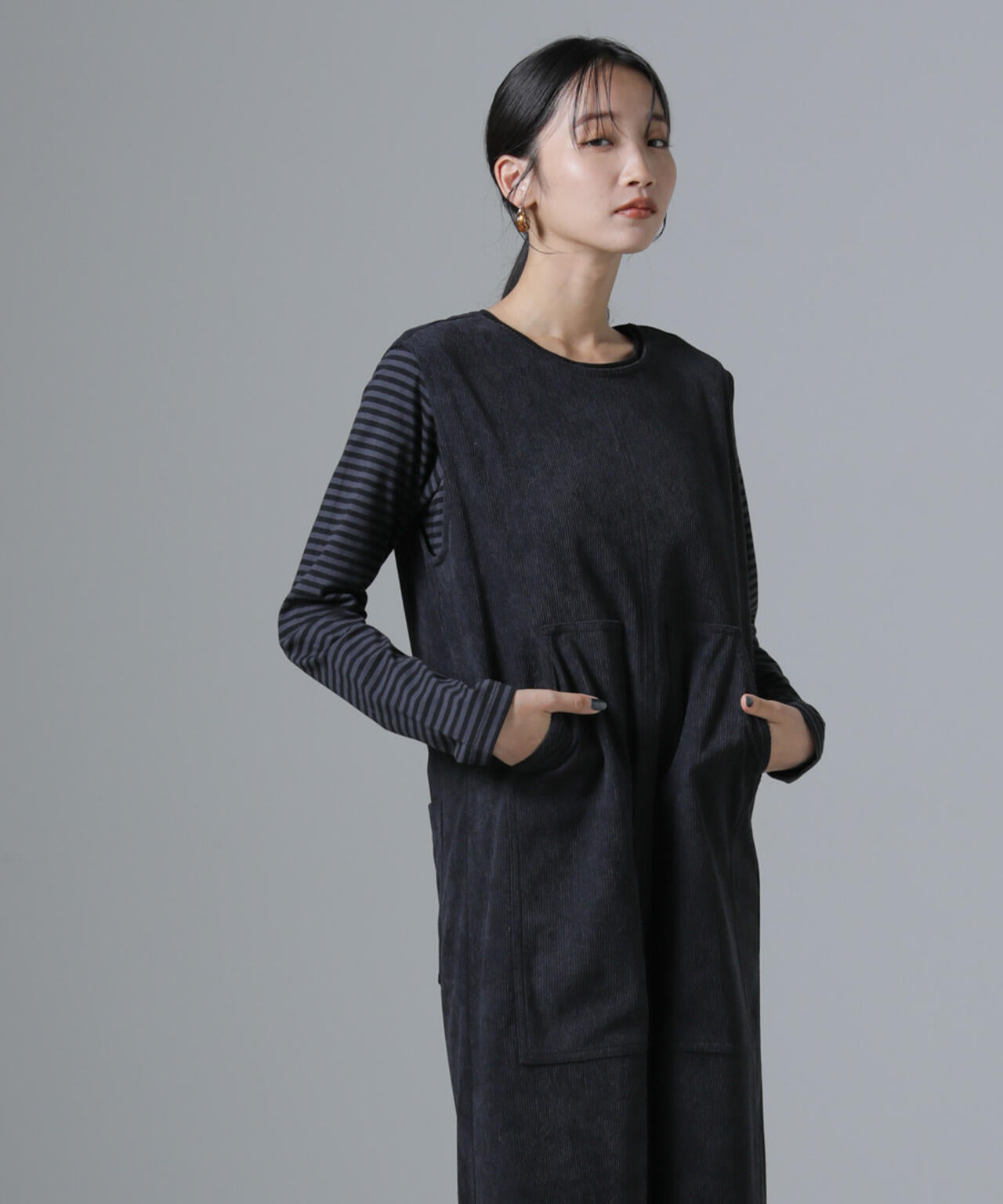 ポケットディティールコーデュロイIラインワンピース
