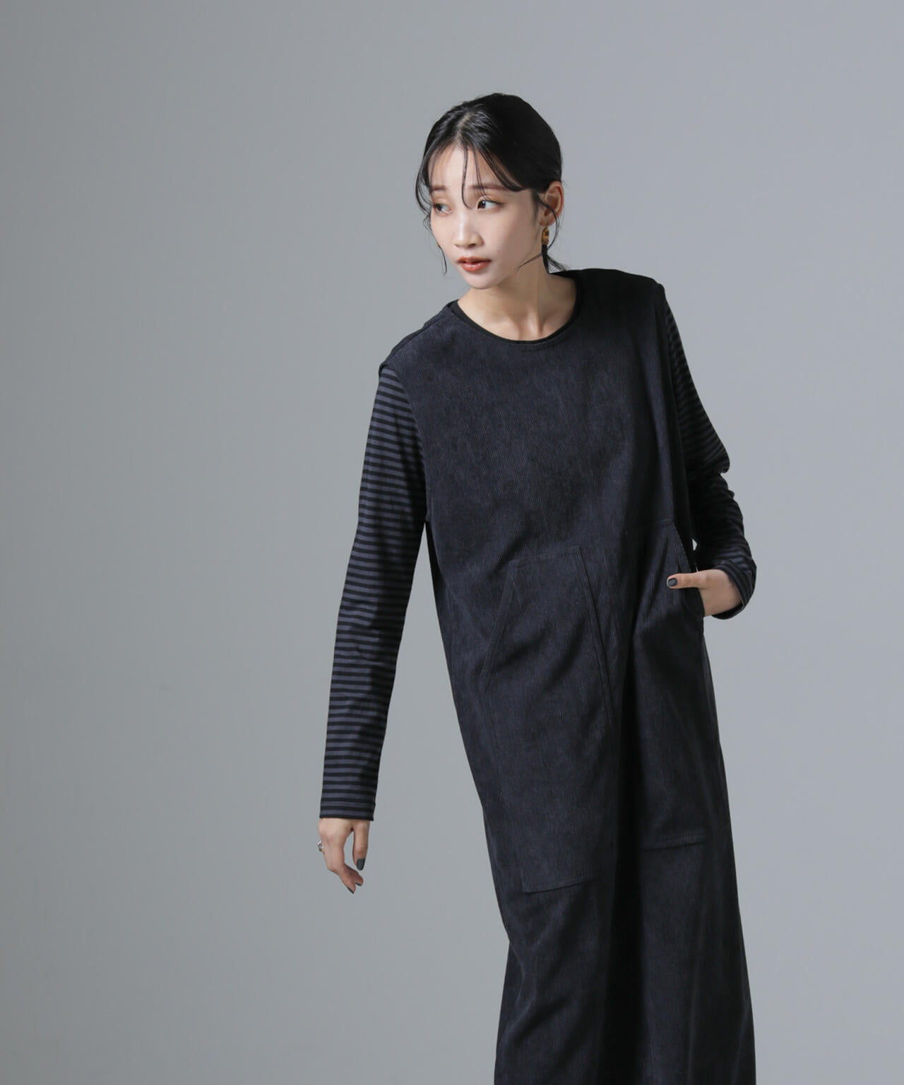 ポケットディティールコーデュロイIラインワンピース