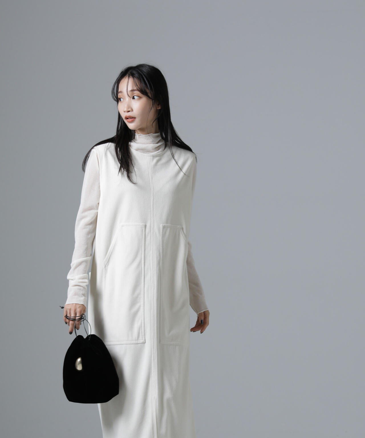 ポケットディティールコーデュロイIラインワンピース