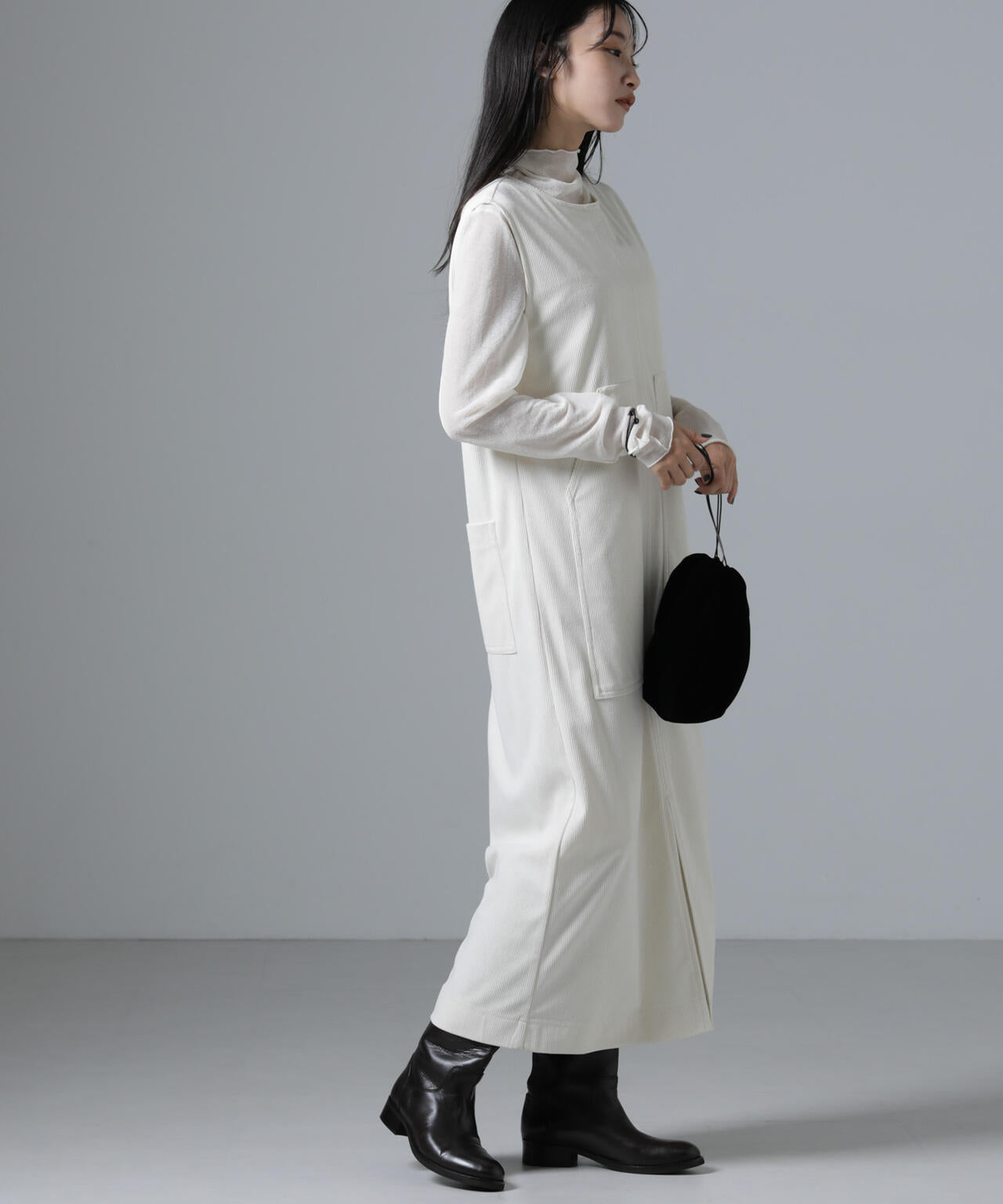 ポケットディティールコーデュロイIラインワンピース