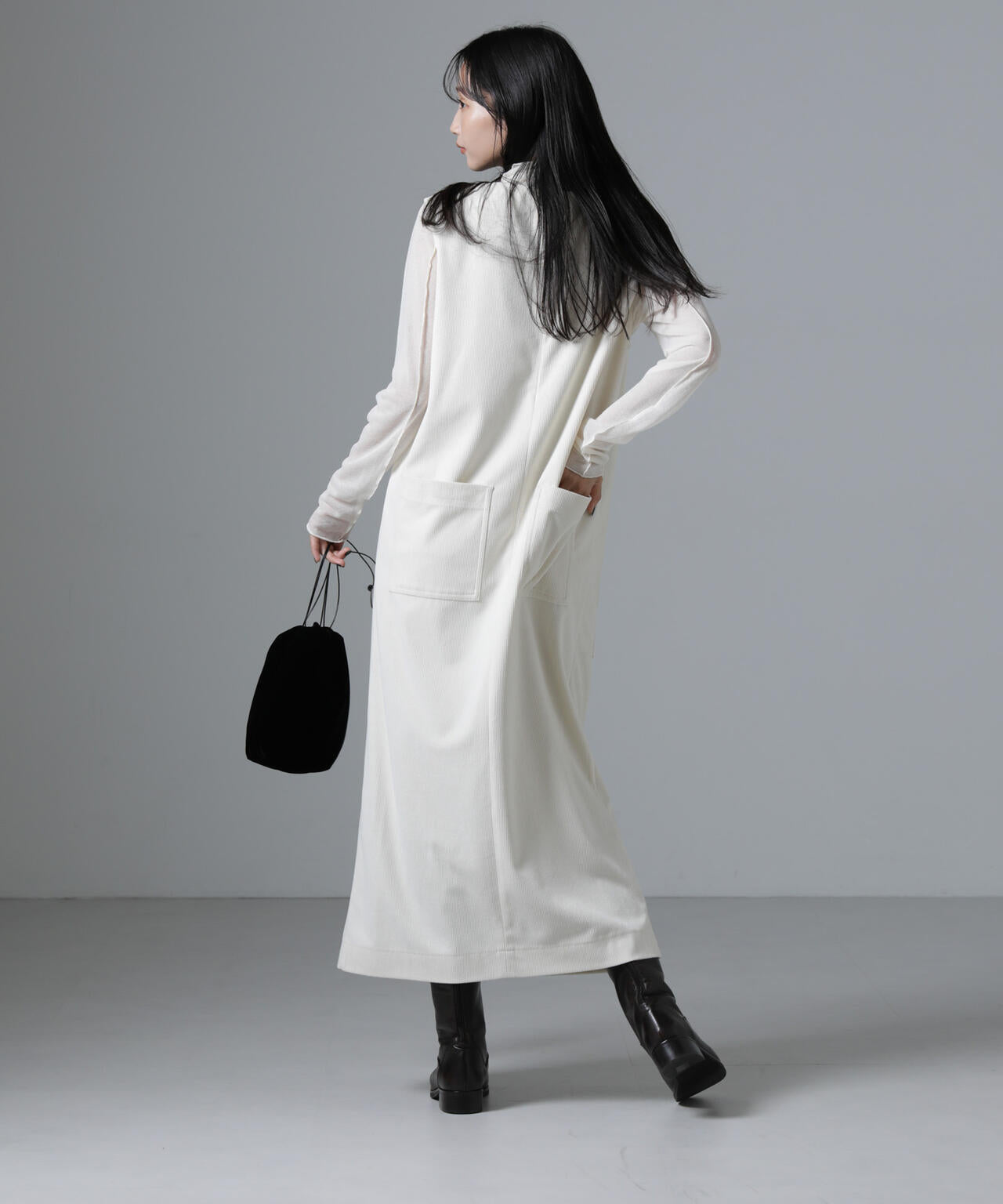 ポケットディティールコーデュロイIラインワンピース