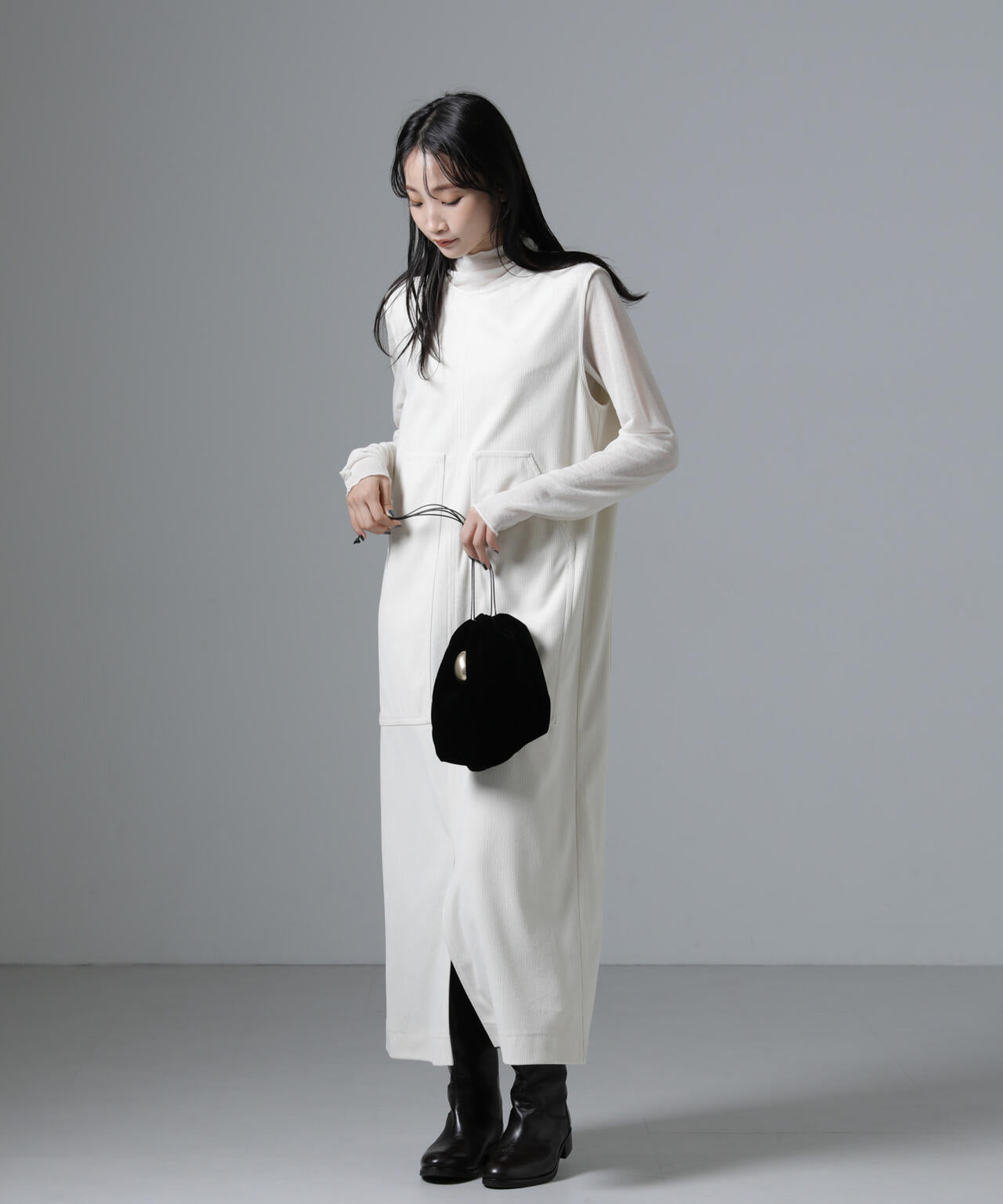 ポケットディティールコーデュロイIラインワンピース