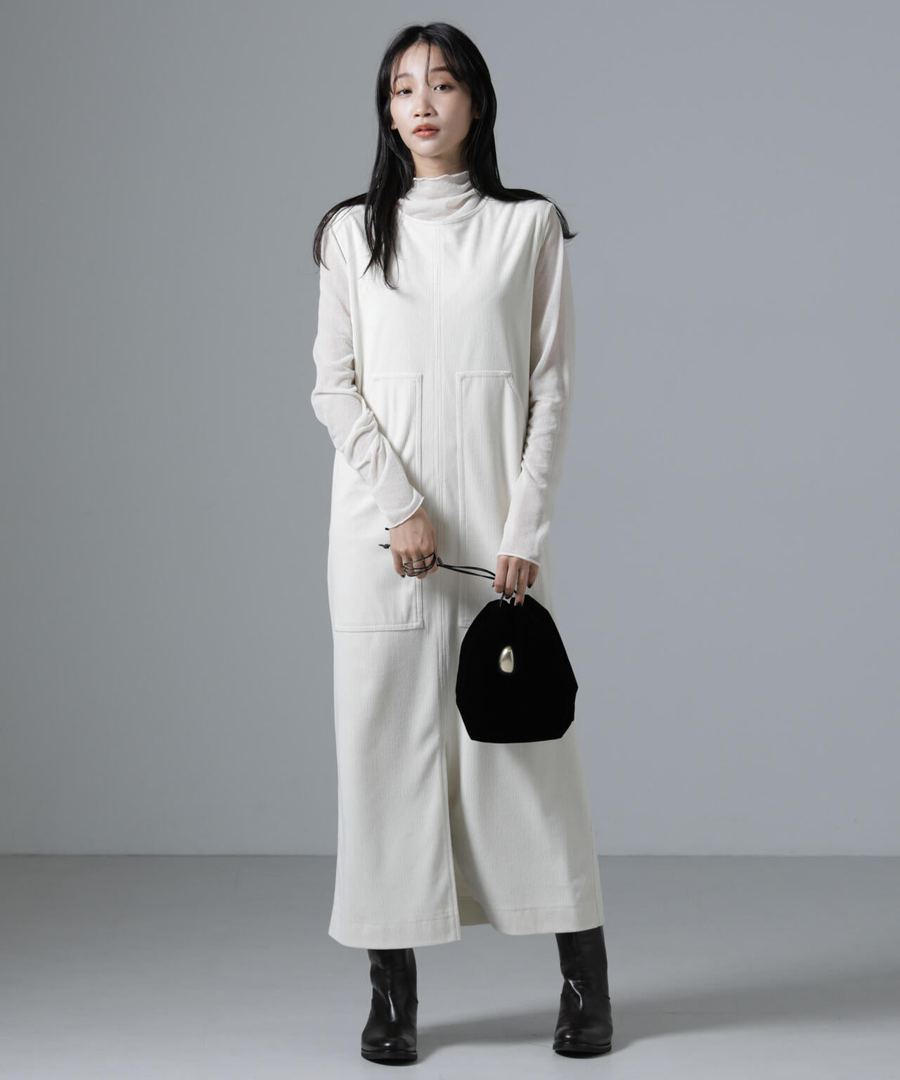 ポケットディティールコーデュロイIラインワンピース