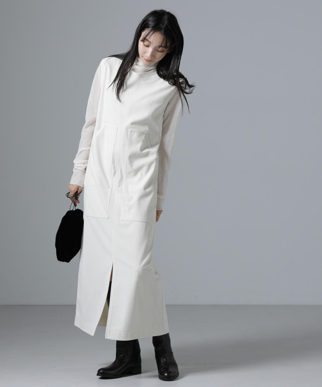 ポケットディティールコーデュロイIラインワンピース