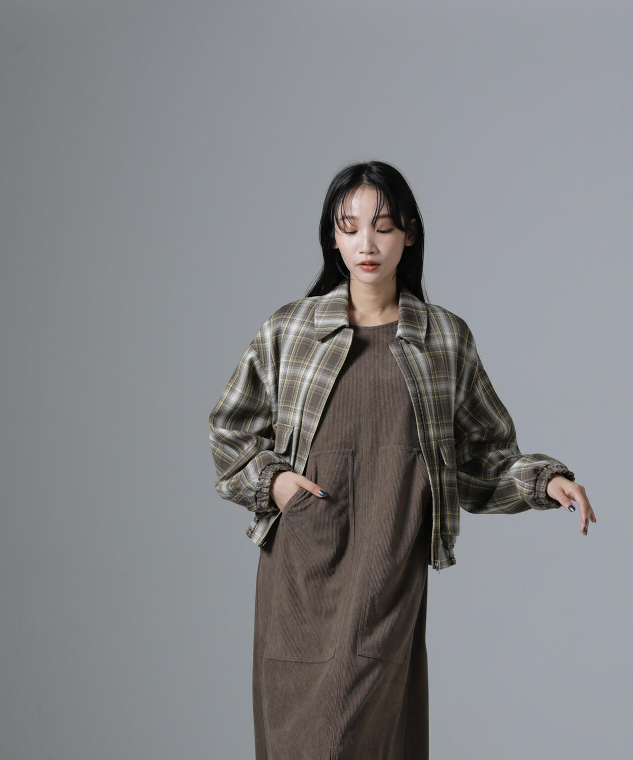 ポケットディティールコーデュロイIラインワンピース