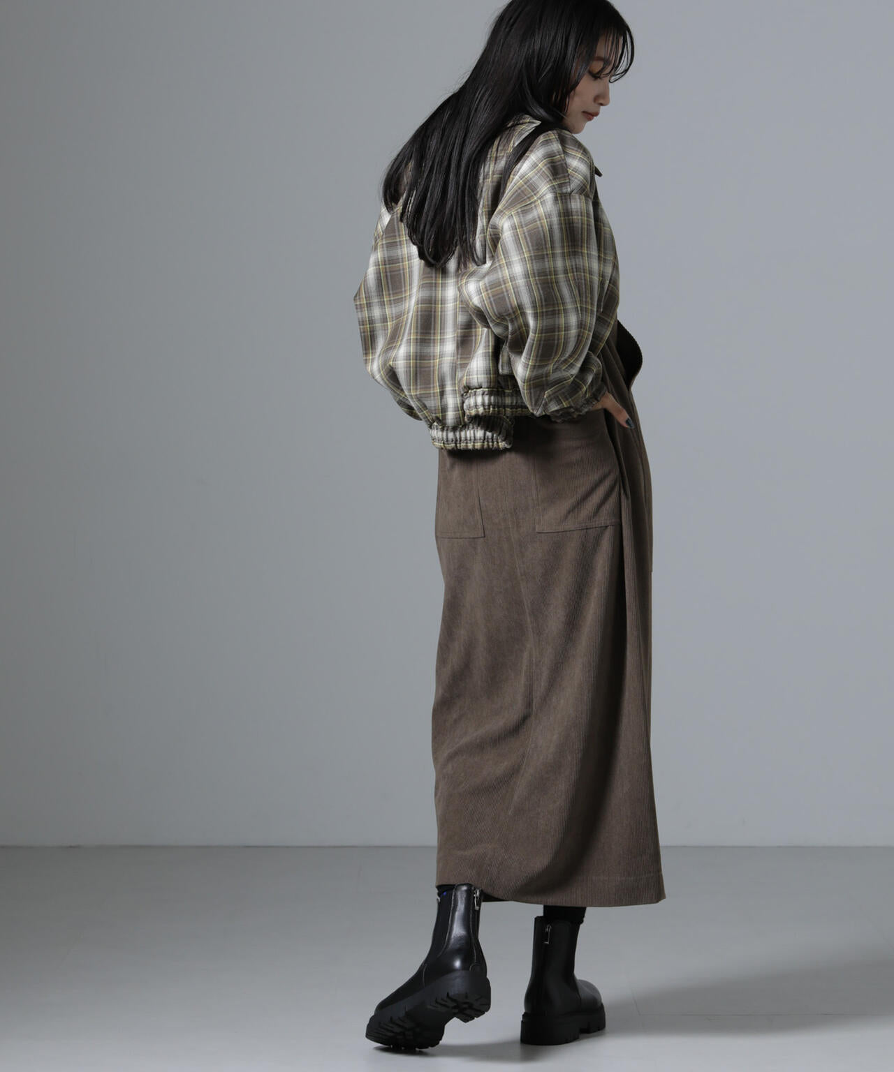 ポケットディティールコーデュロイIラインワンピース