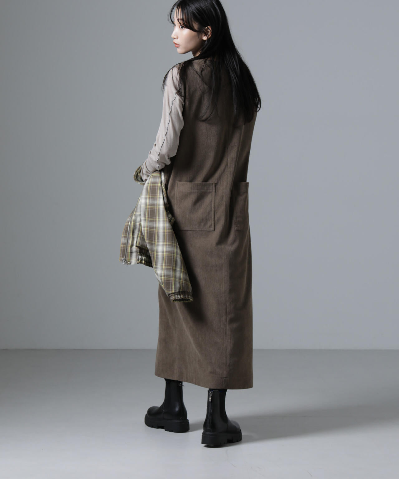 ポケットディティールコーデュロイIラインワンピース