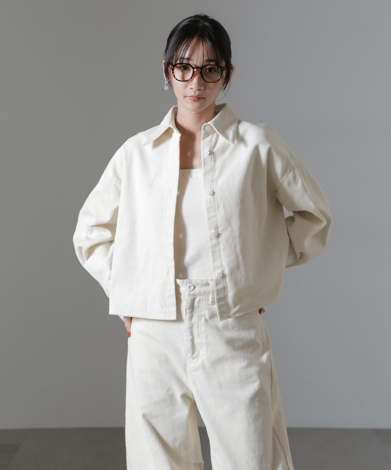 コーデュロイクロップドシャツ(セットアップ可)