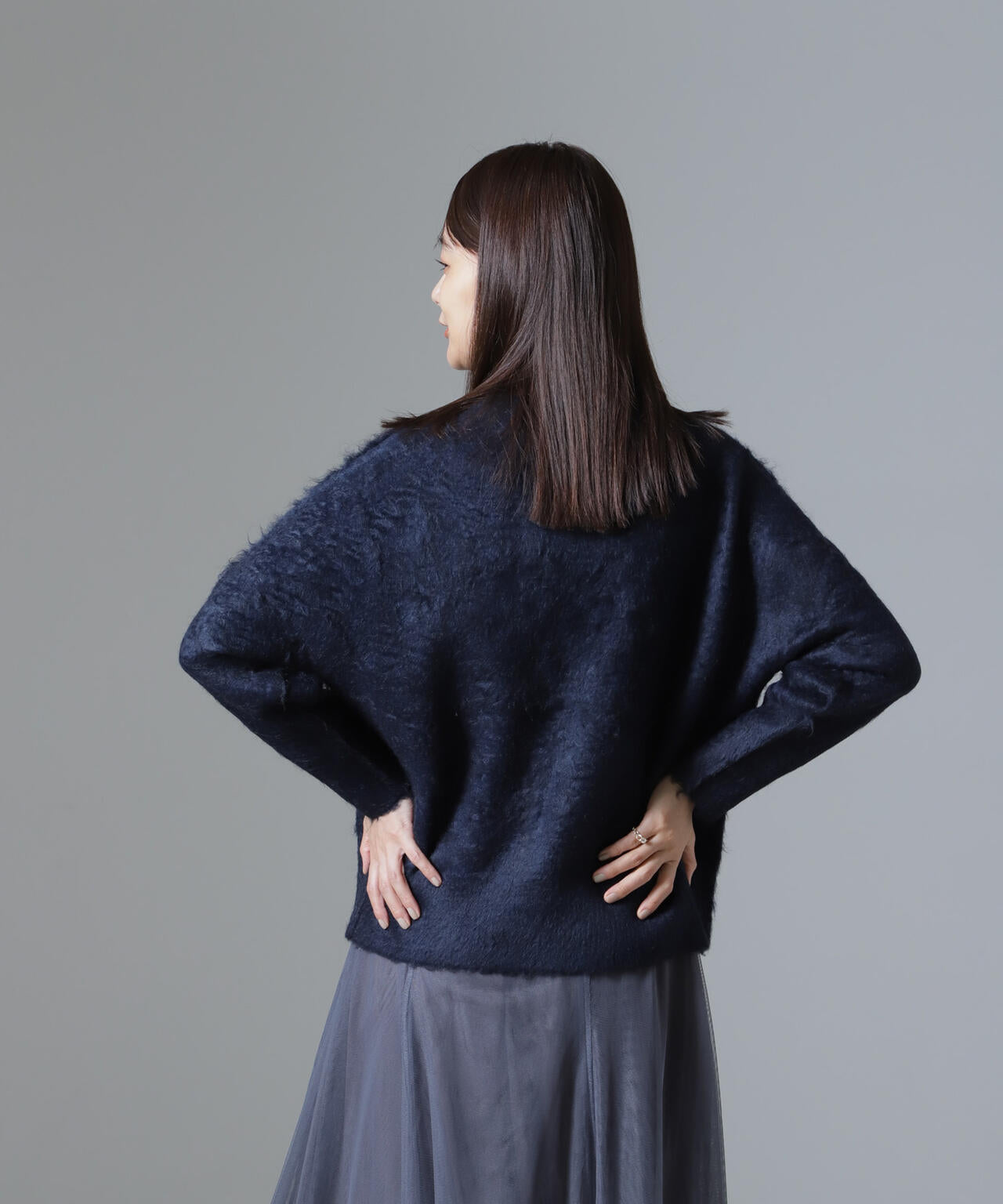 シャギークルーネックニットプルオーバー