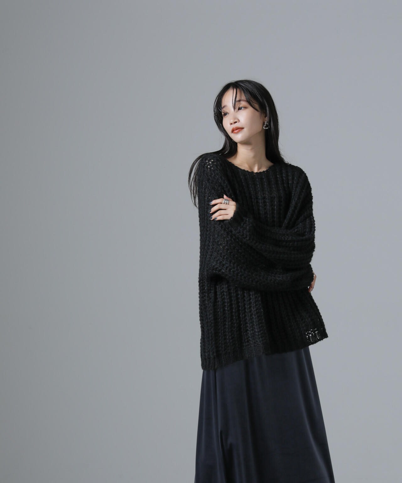 モヘヤライクローゲージニットプルオーバー