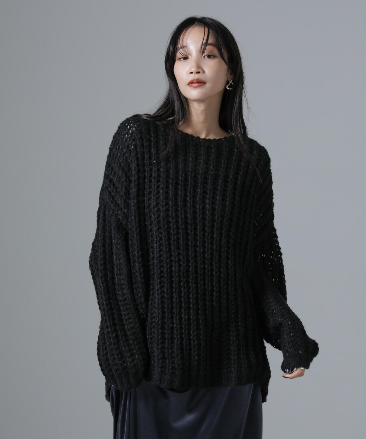 モヘヤライクローゲージニットプルオーバー