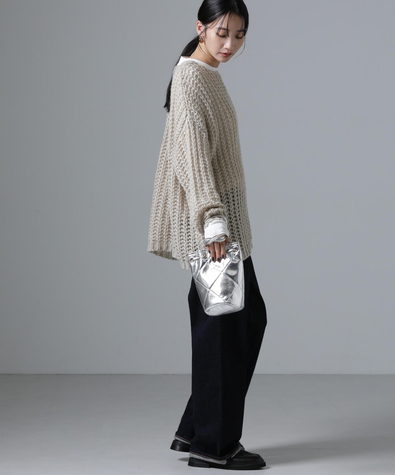 モヘヤライクローゲージニットプルオーバー