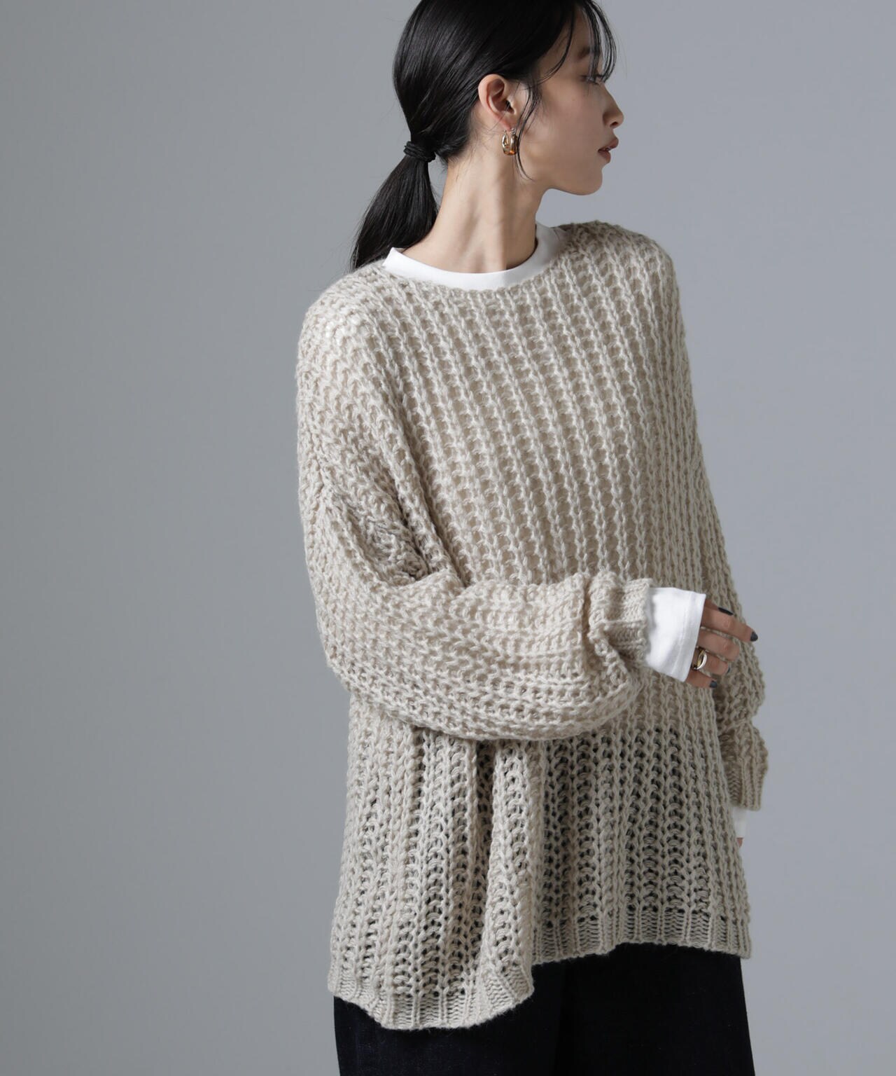 モヘヤライクローゲージニットプルオーバー