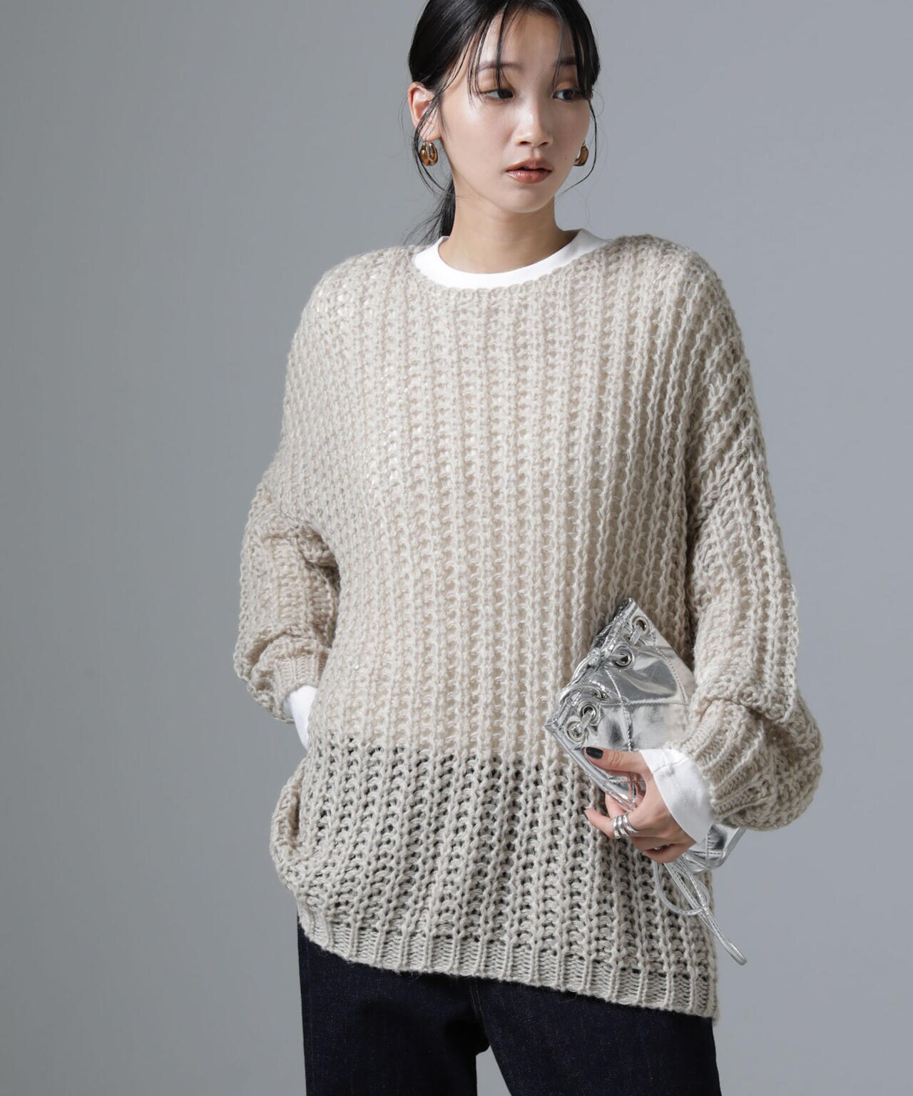 モヘヤライクローゲージニットプルオーバー