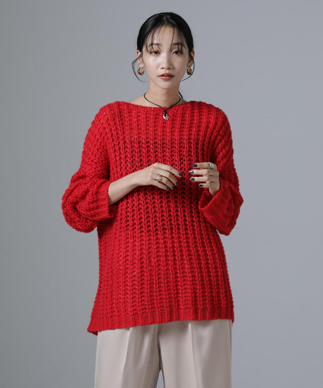 モヘヤライクローゲージニットプルオーバー