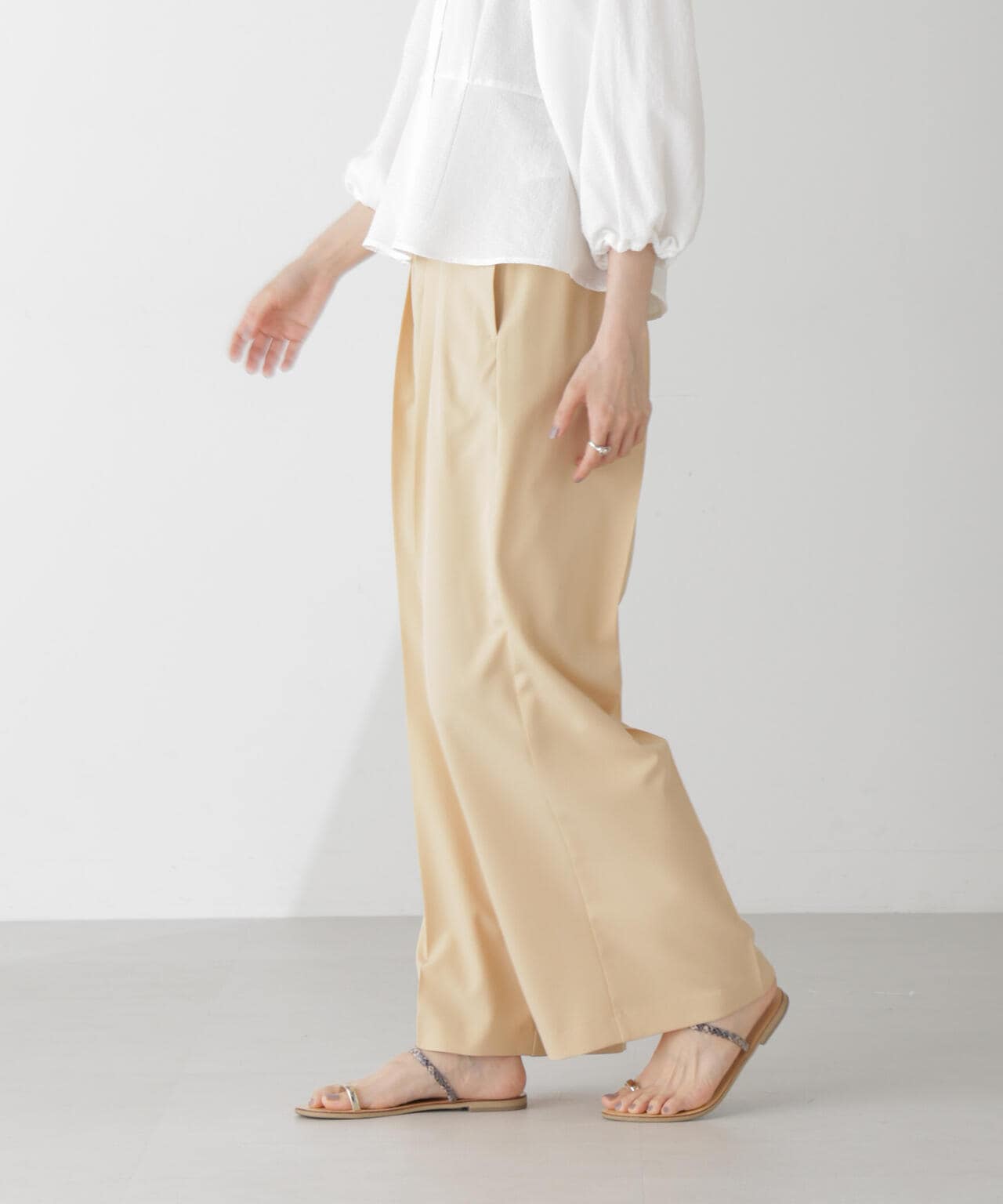 ハイウエスト2タックワイドパンツ(セットアップ可)