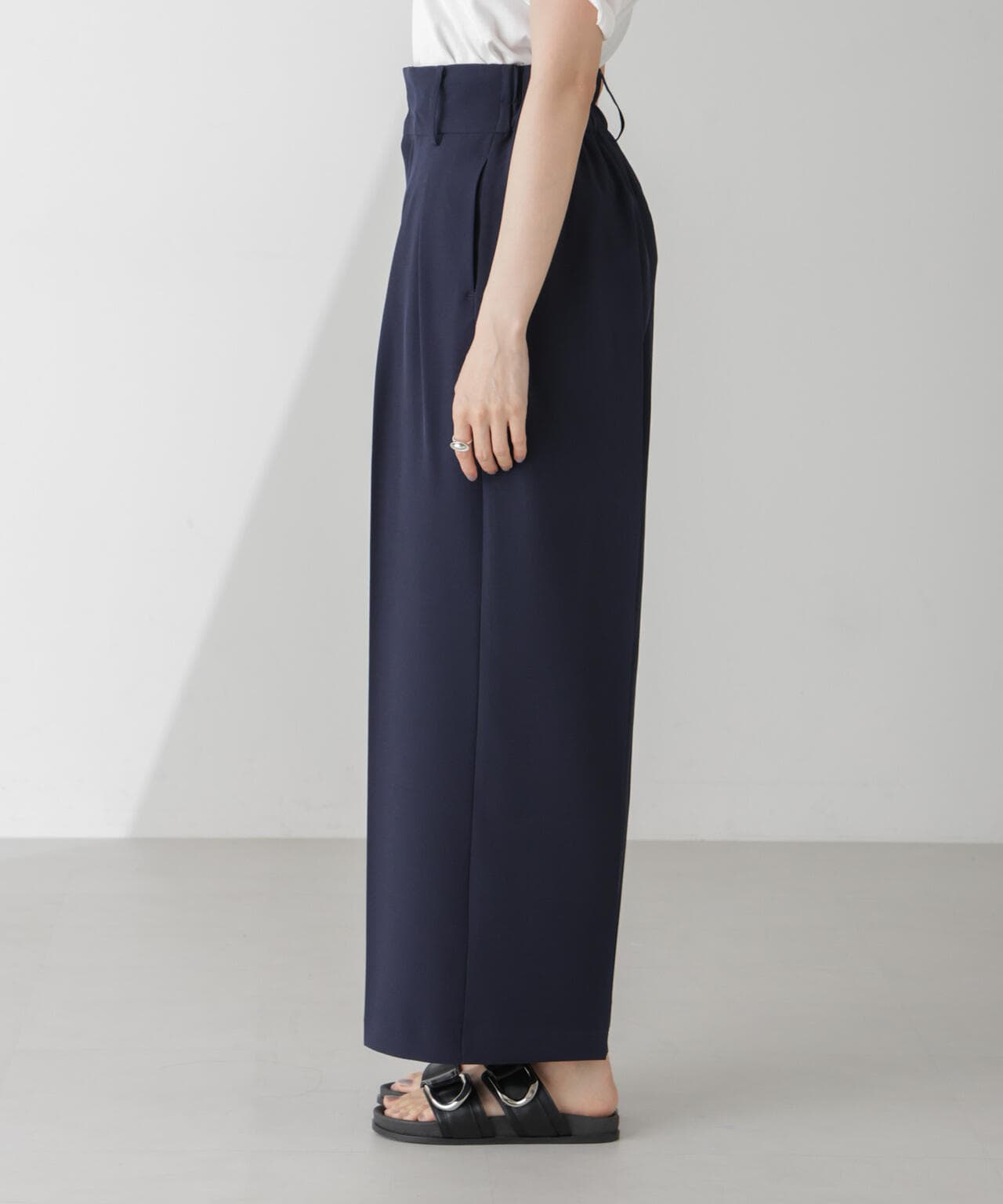 ハイウエスト2タックワイドパンツ(セットアップ可)