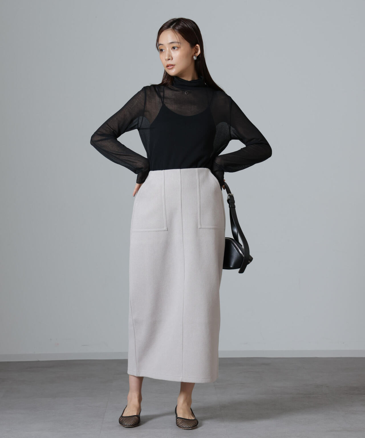 ウールライクニードルパンチスカート(セットアップ可)