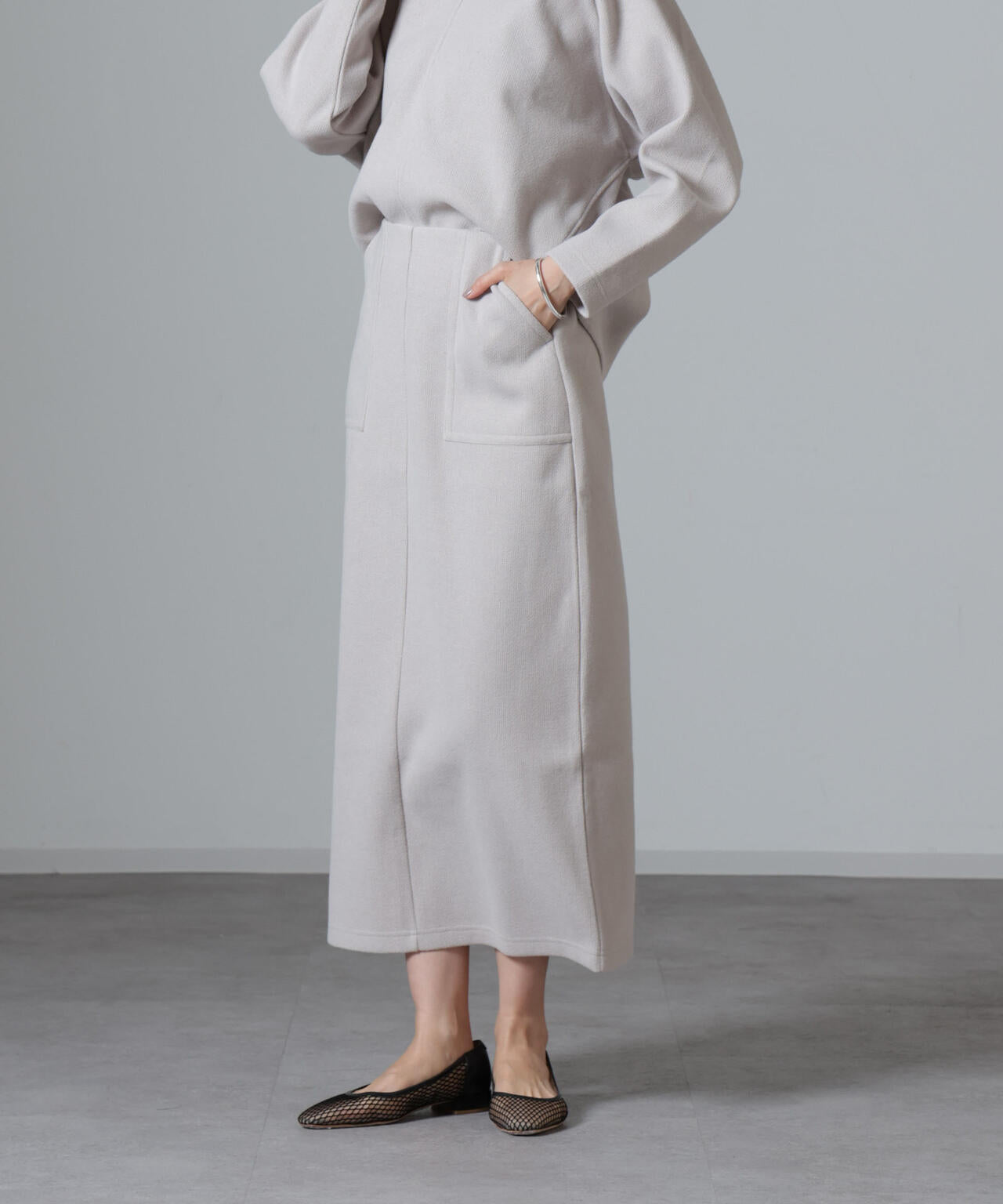 ウールライクニードルパンチスカート(セットアップ可)