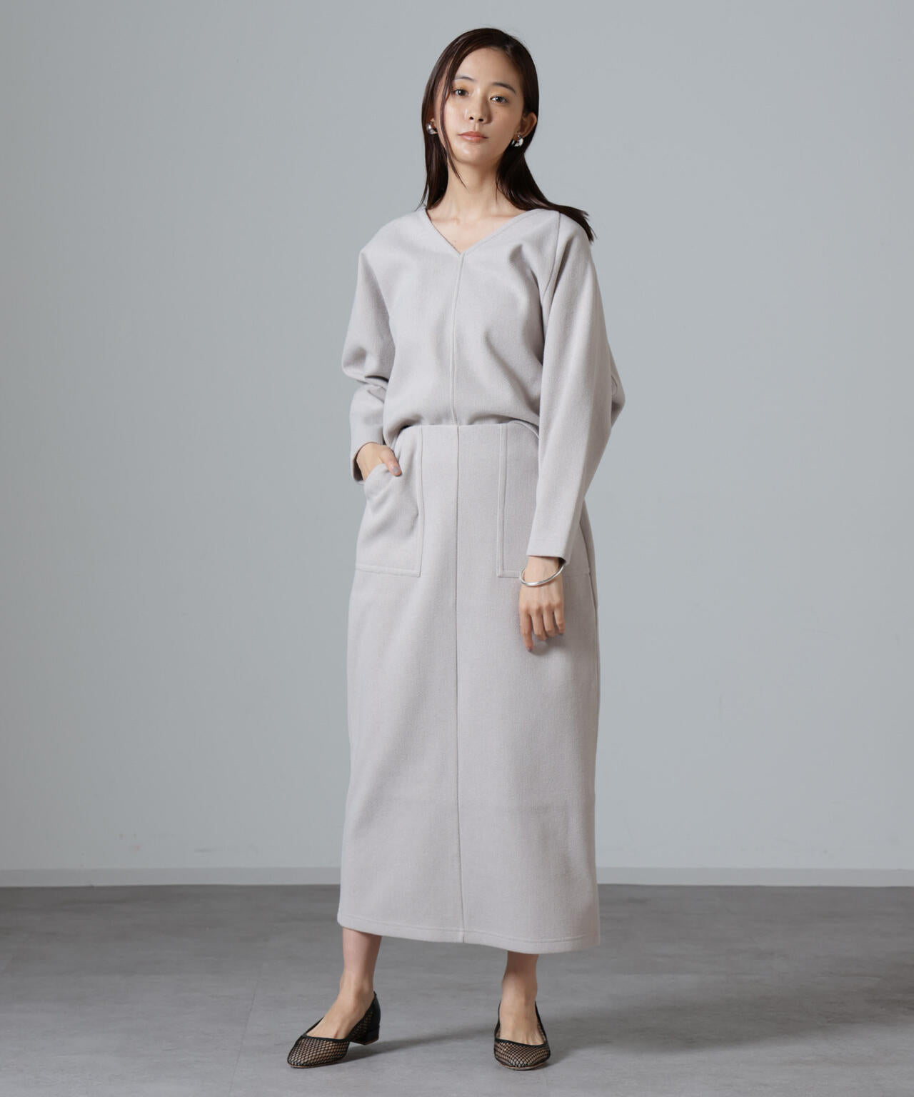 ウールライクニードルパンチスカート(セットアップ可)