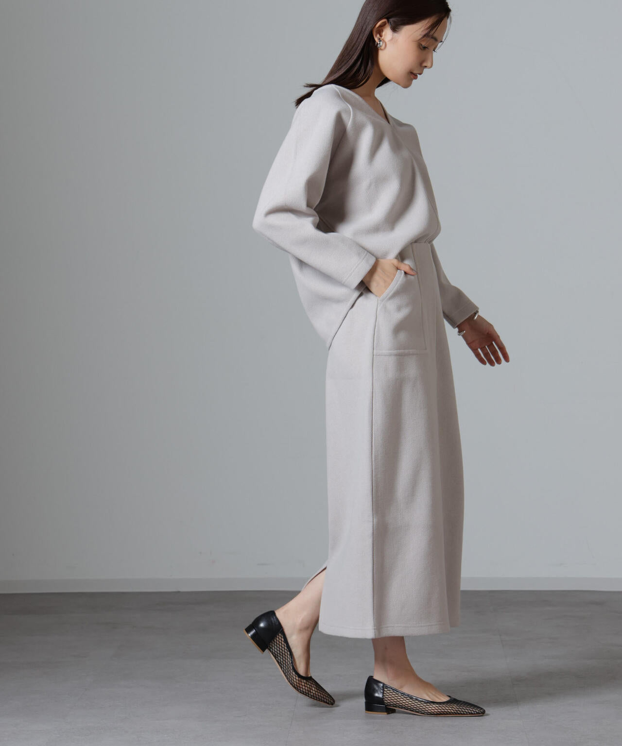 ウールライクニードルパンチスカート(セットアップ可)