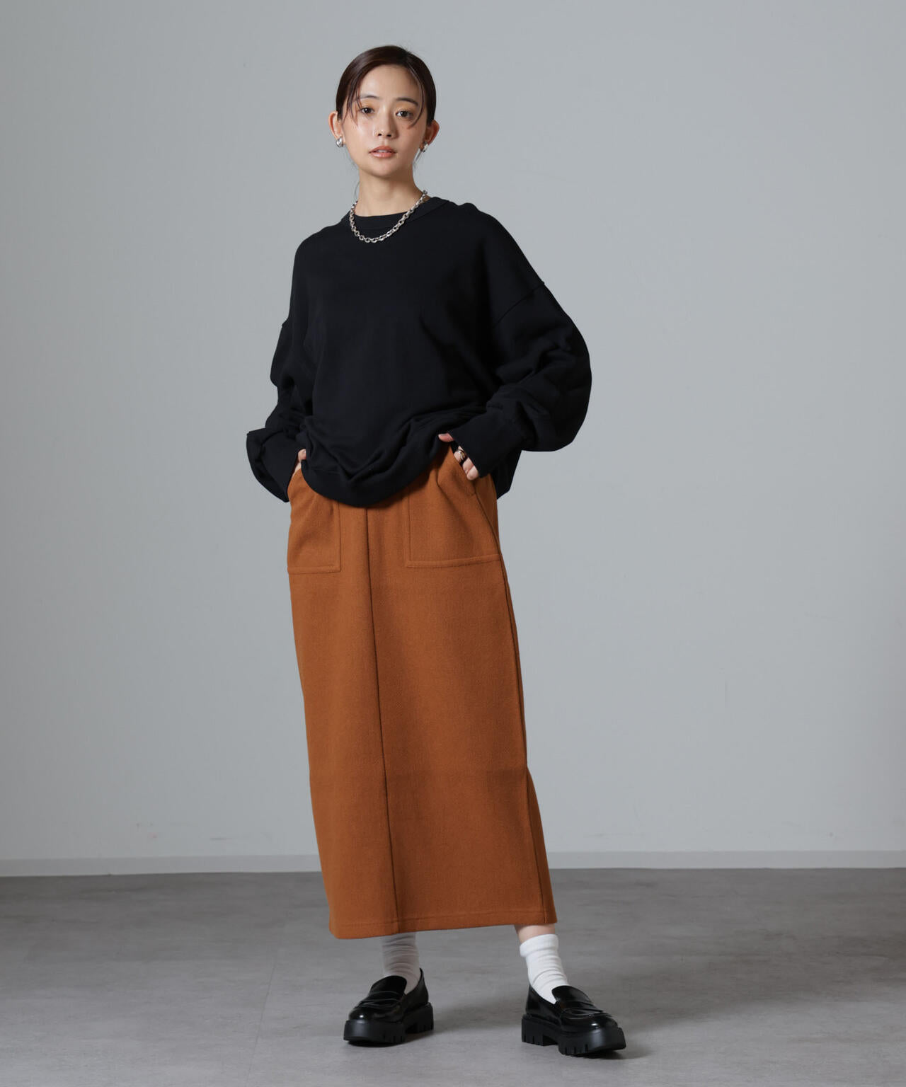 ウールライクニードルパンチスカート(セットアップ可)