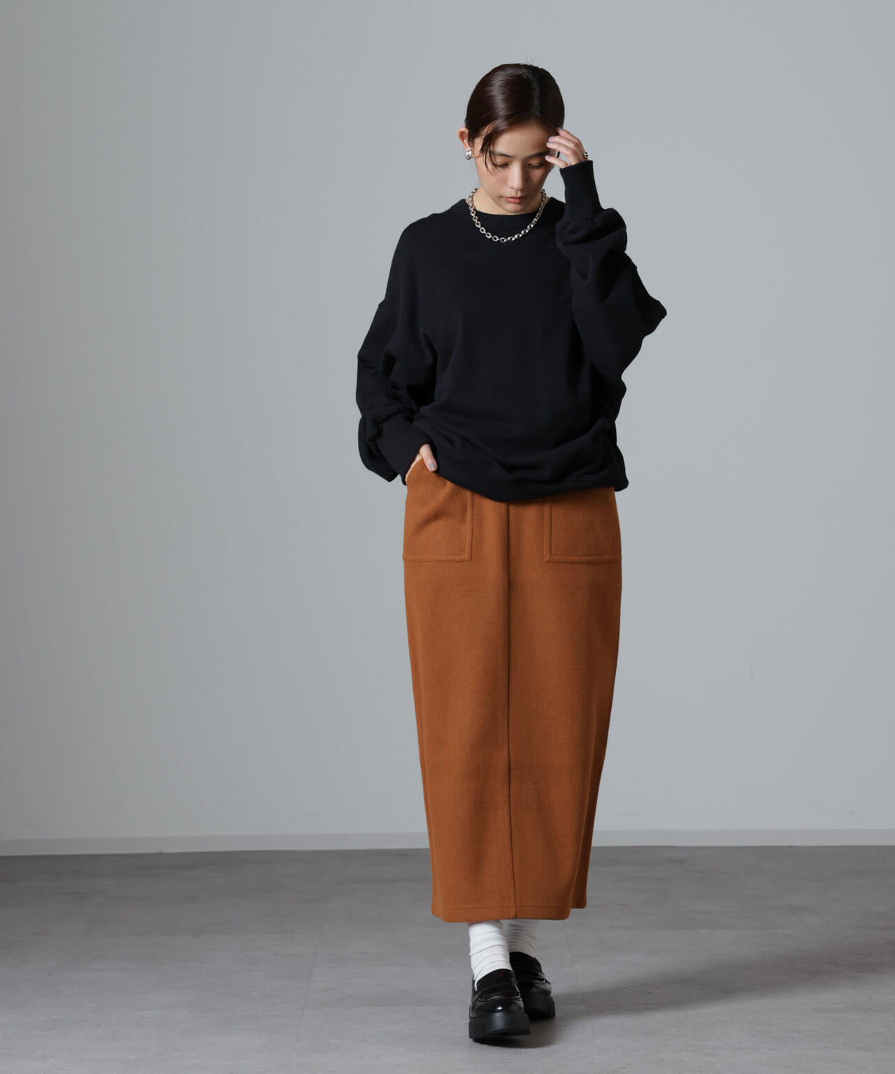 ウールライクニードルパンチスカート(セットアップ可)